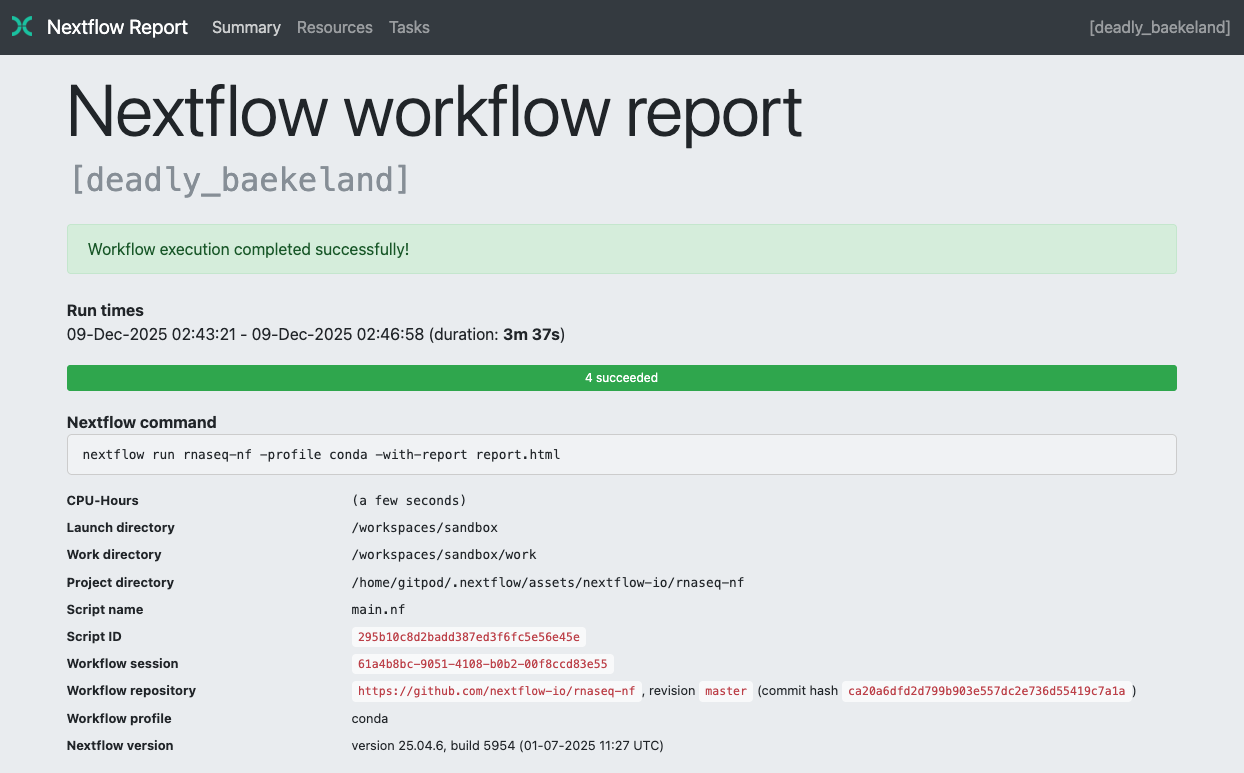 nextflow summary