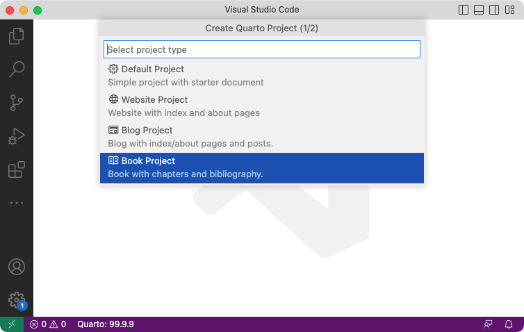 VS Code Create Book Project